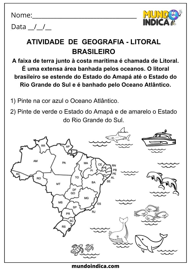 atividade de geografia - Litoral brasileiro
