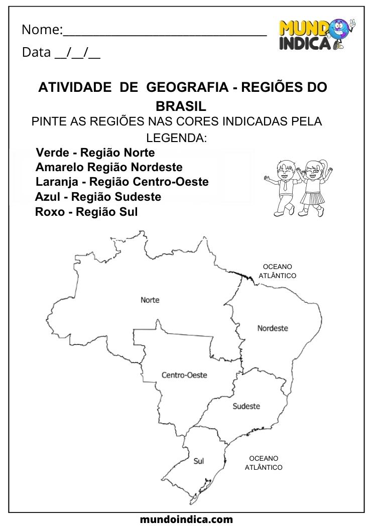 atividade de geografia - Regiões do brasil