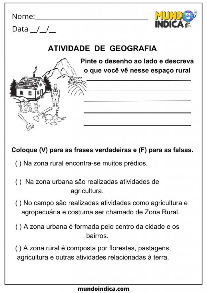 20 Atividades de Geografia