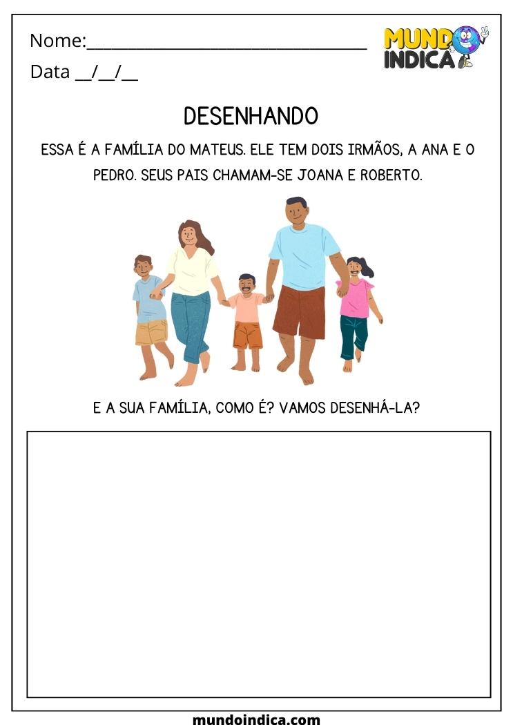 Atividade para Desenhar a Família para Autismo para imprimir