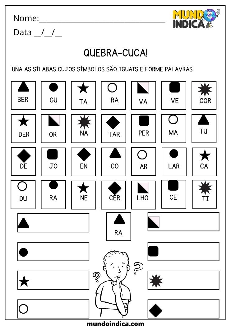 atividade de português 5 ano una as sílabas dos símbolos e forme palavras