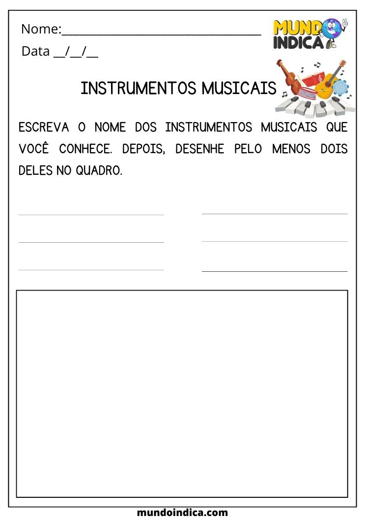 Atividade de Artes 3 ano Instrumentos Musicais