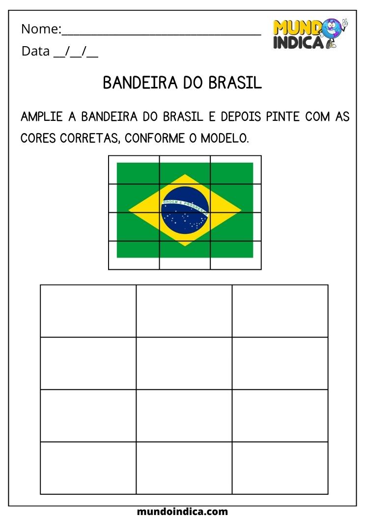 Atividade de Artes 3 ano para Ampliar a Bandeira do Brasil
