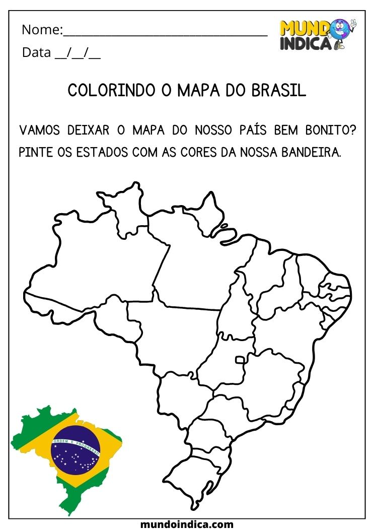 Atividade de Artes 3 ano para Colorir o Mapa do Brasil