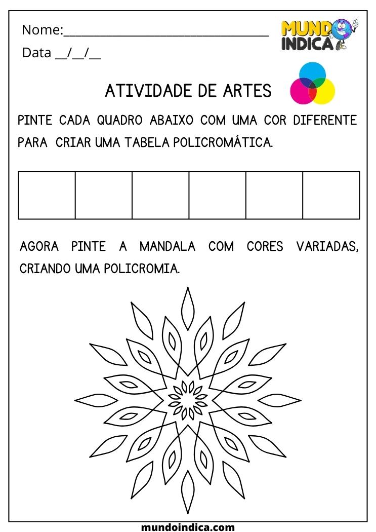Atividade de Artes 4 ano Mandala Policromia e Tabela Policromática