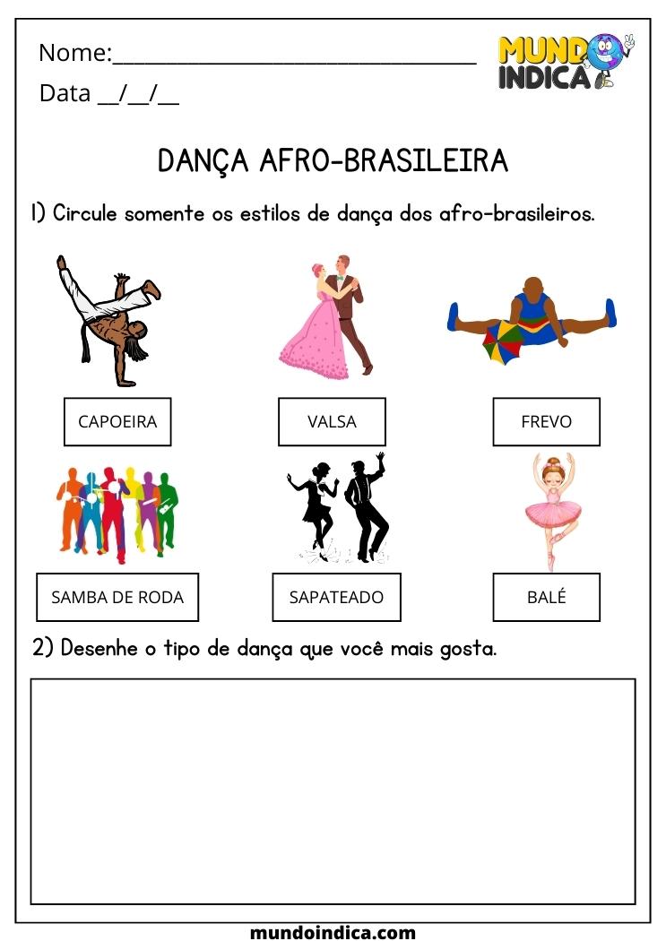 Atividade de Artes 5 ano Dança Afro-brasileira