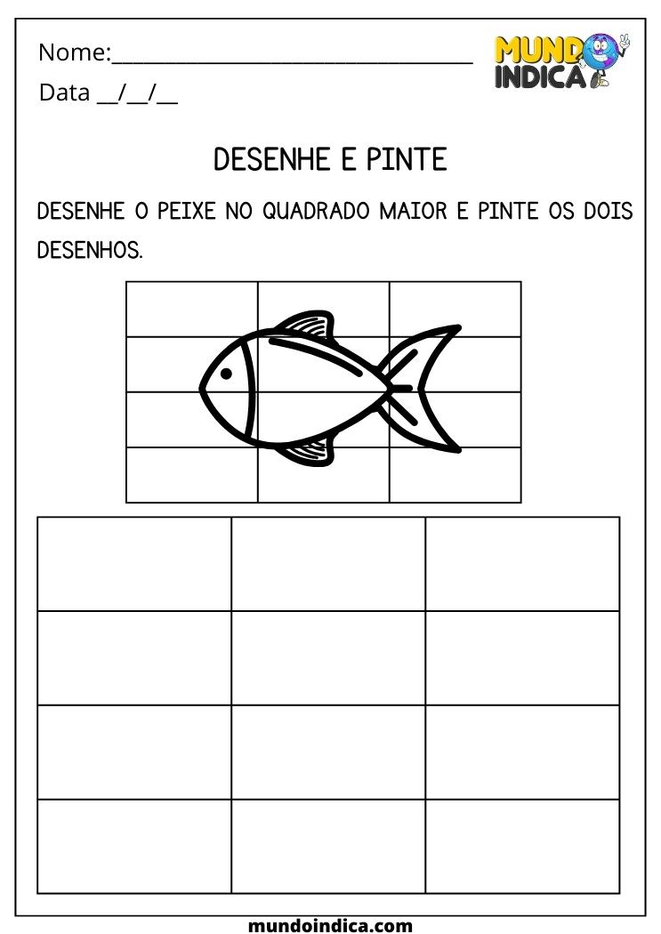Atividade para Ampliar o Desenho do Peixe para 3 ano para Imprimir