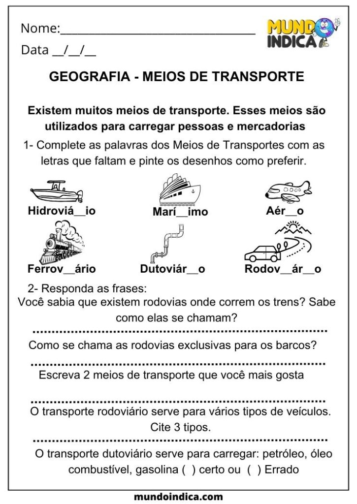 20 Atividades de Geografia para o 2 ano do Ensino Fundamental