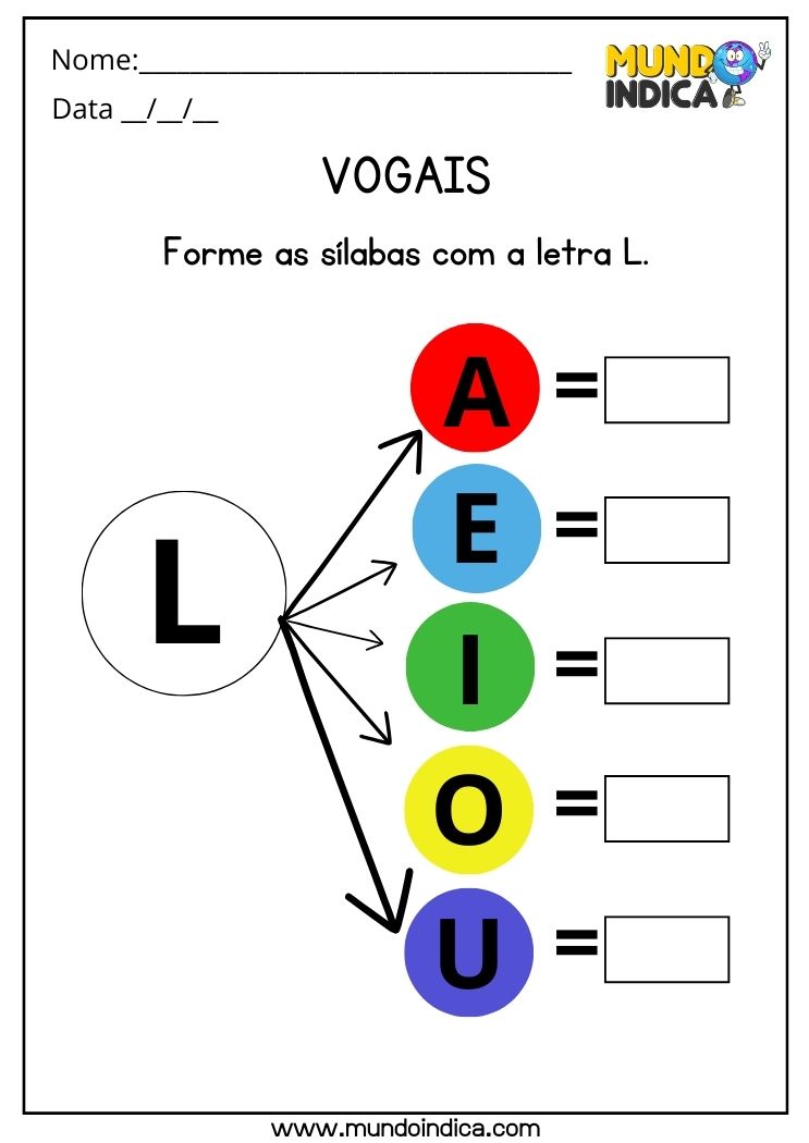 Atividade de português para alunos com autismo para formar sílabas da letra L para imprimir