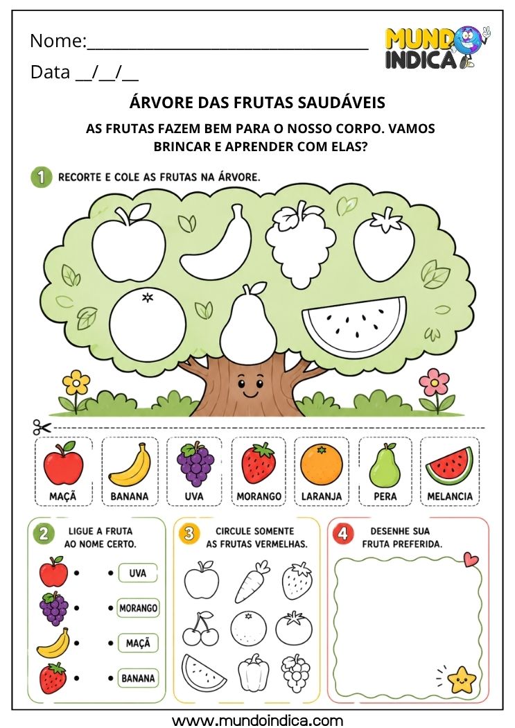 Atividade Lúdica de Alimentação Saudável para Educação Infantil para Imprimir