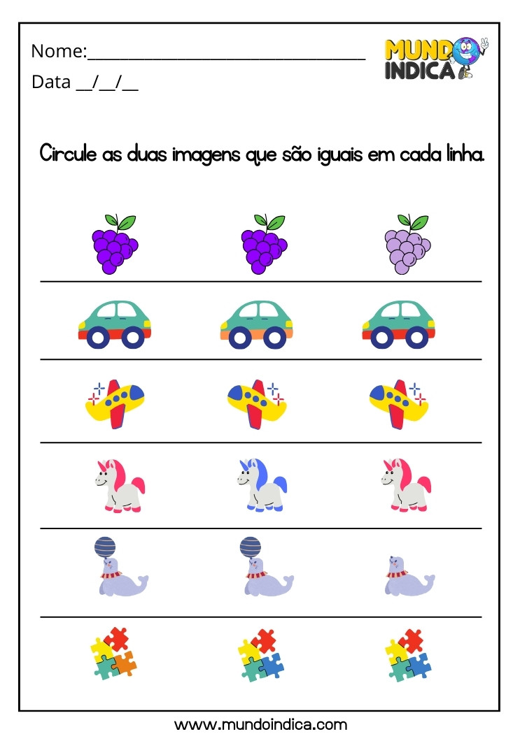 Atividade para Alunos Com TDAH Circule as Duas Imagens que São Iguais em Cada Grupo para Imprimir