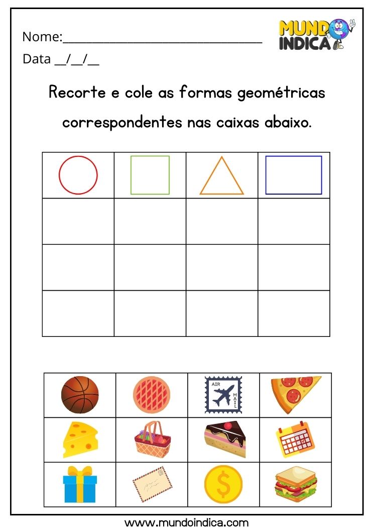 Atividade para alunos com autismo formas geométricas para imprimir