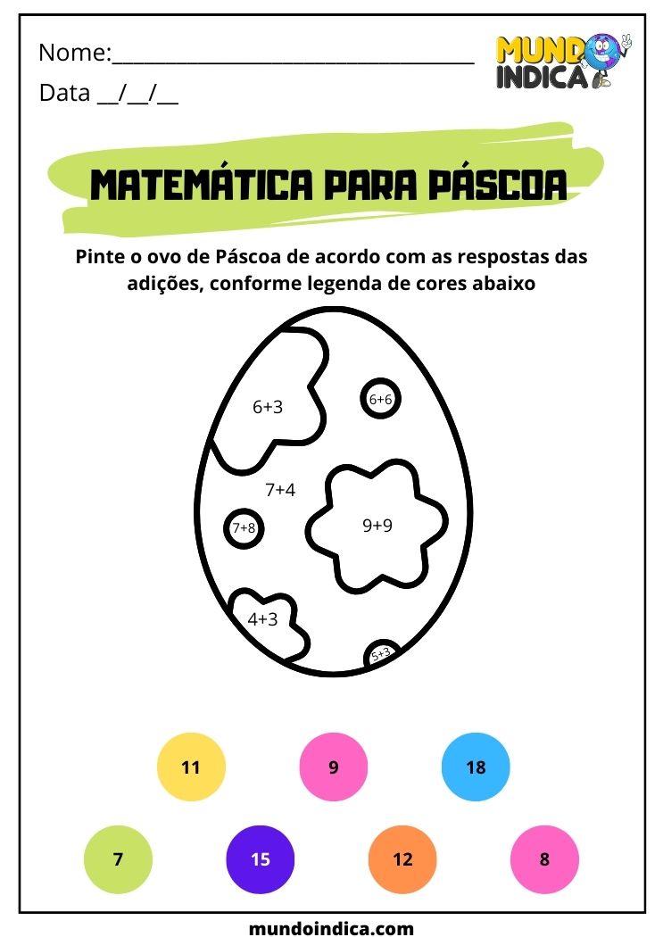 Atividade para autismo de matemática e pintura no ovo de páscoa para imprimir