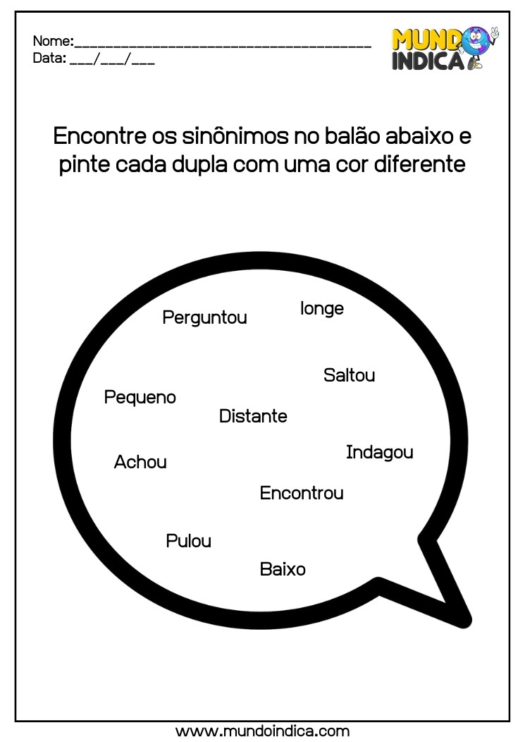tarefa de português encontre os sinonimos no balão