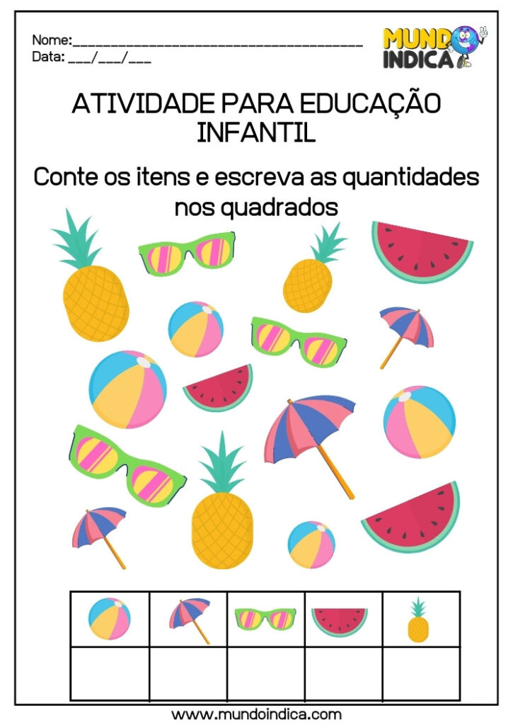 Tarefas de Matemática para Educação Infantil para Imprimir