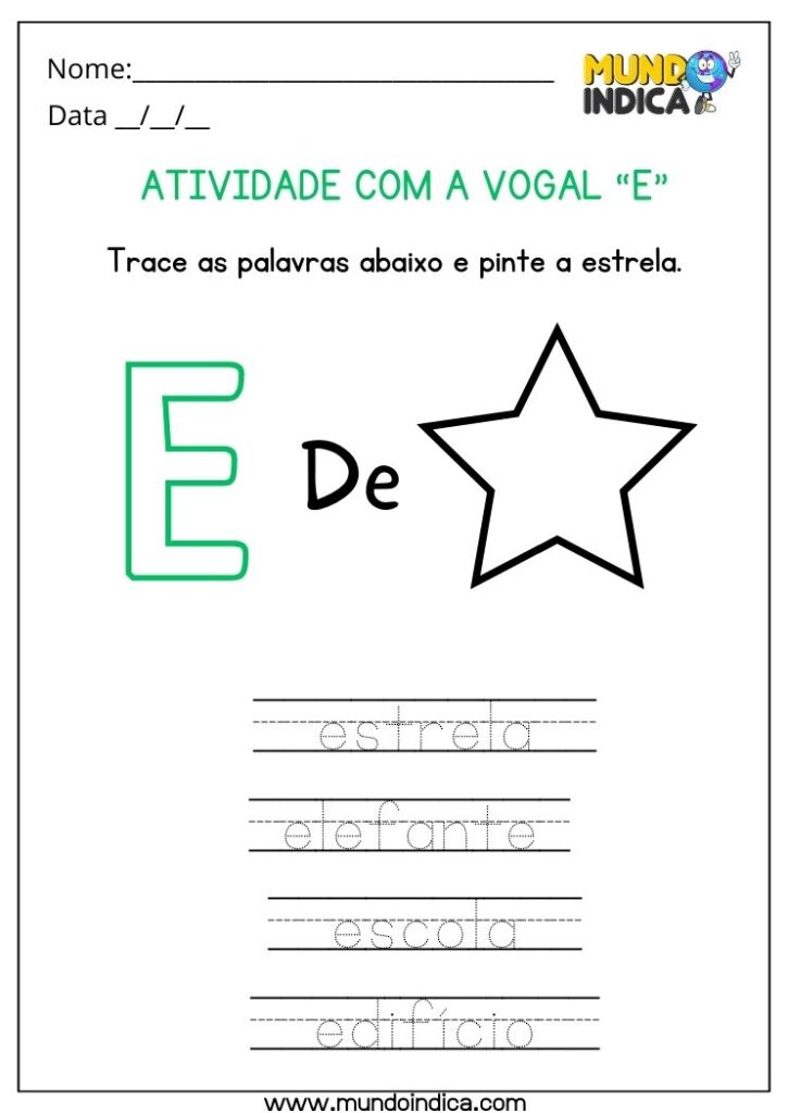 15 Atividades Vogal E para Imprimir