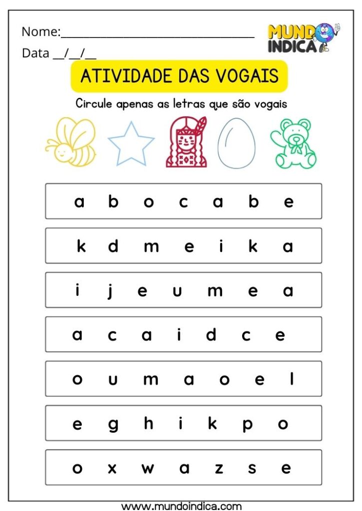 15 Atividades das Vogais para Imprimir