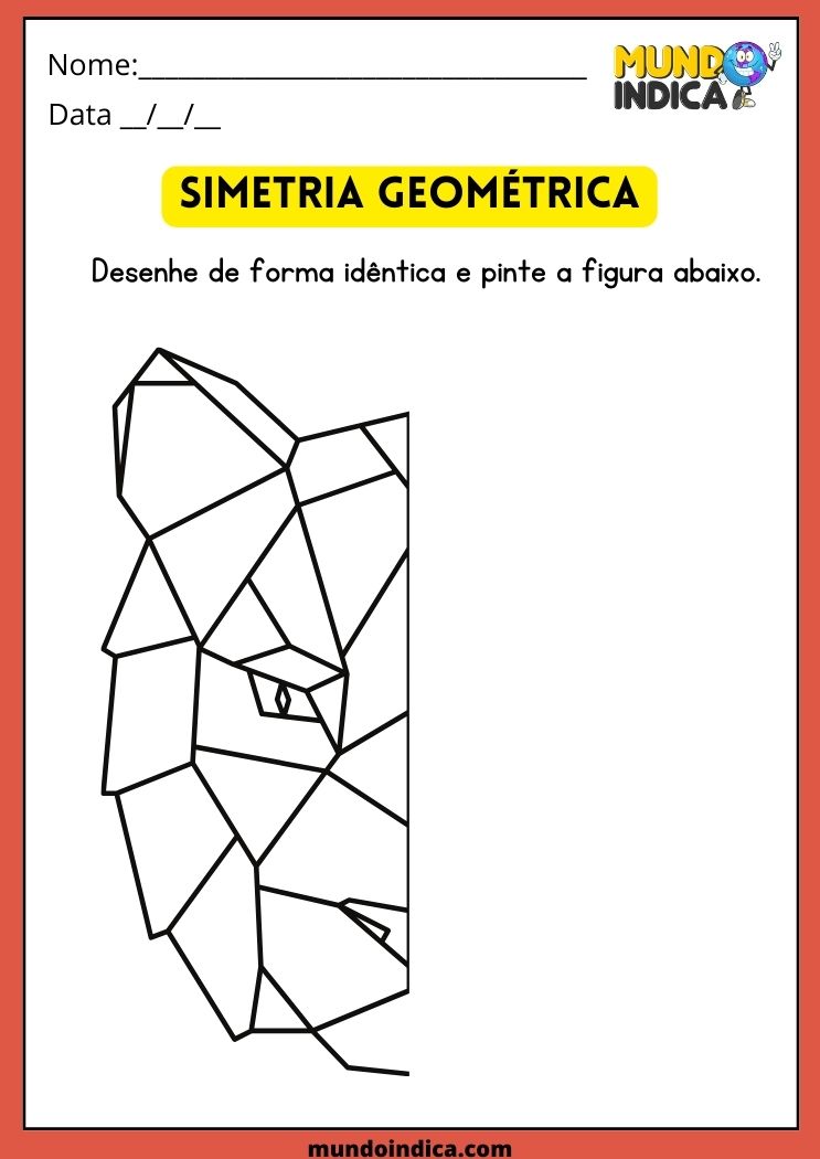 Atividade de Simetria Geométrica para Alunos com Autismo para Imprimir