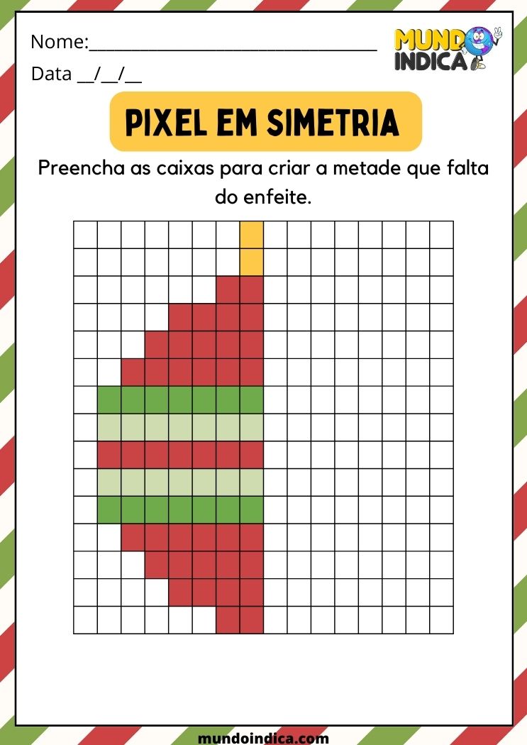 Atividade de Simetria com Pixel para Educação Infantil para Imprimir