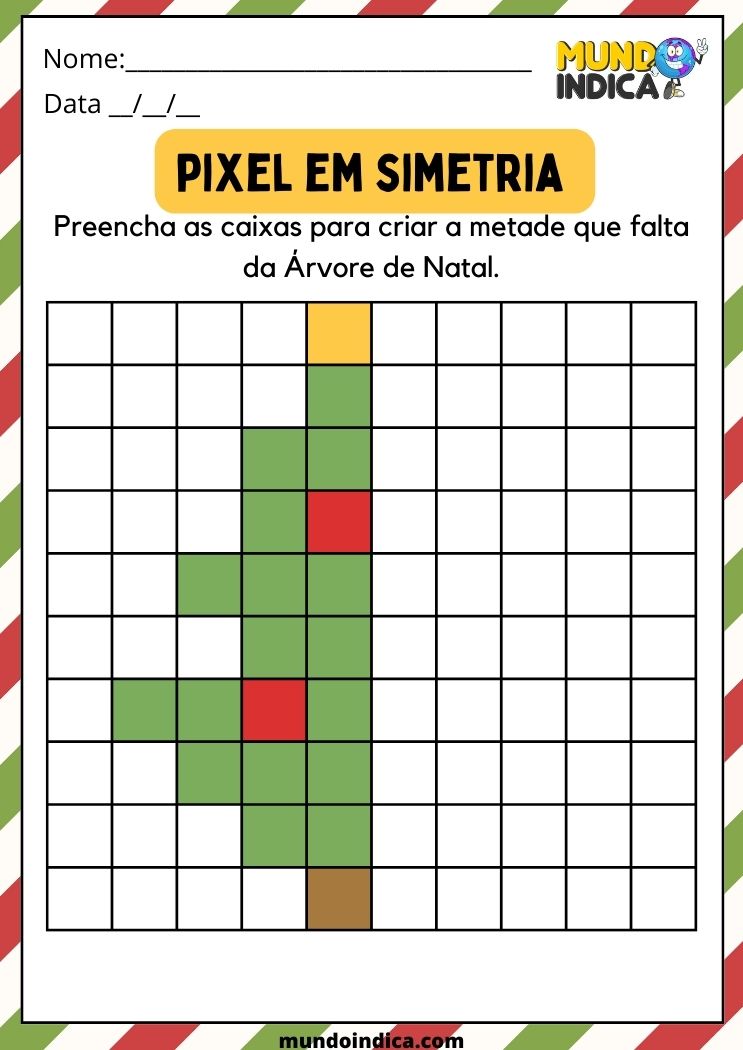 Atividade de Simetria em Pixel para Alunos com Autismo para Imprimir