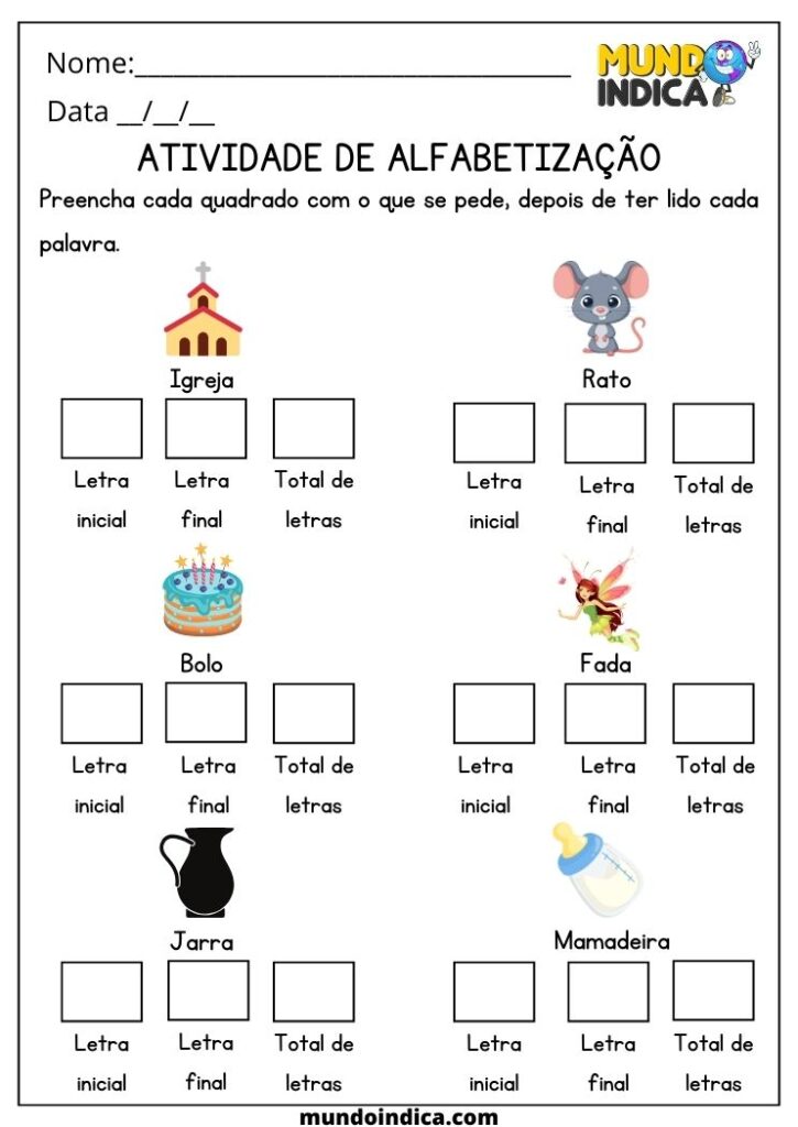 20 Atividades de Alfabetização 1º Ano Prontas Para Imprimir