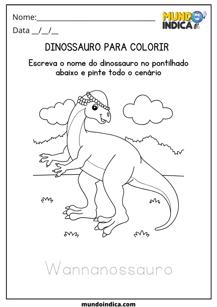 Atividade de dinossauro para colorir o Wannanossauro para imprimir