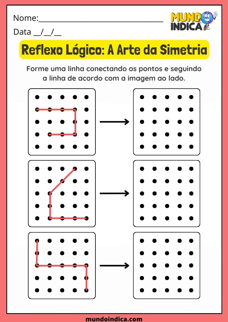 Atividade de simetria com reflexo lógico dos pontos para tdah para imprimir