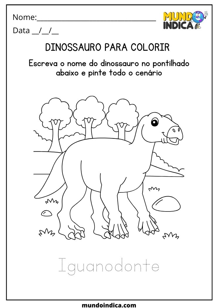 Atividade para colorir o desenho do dinossauro Iguanodonte para imprimir