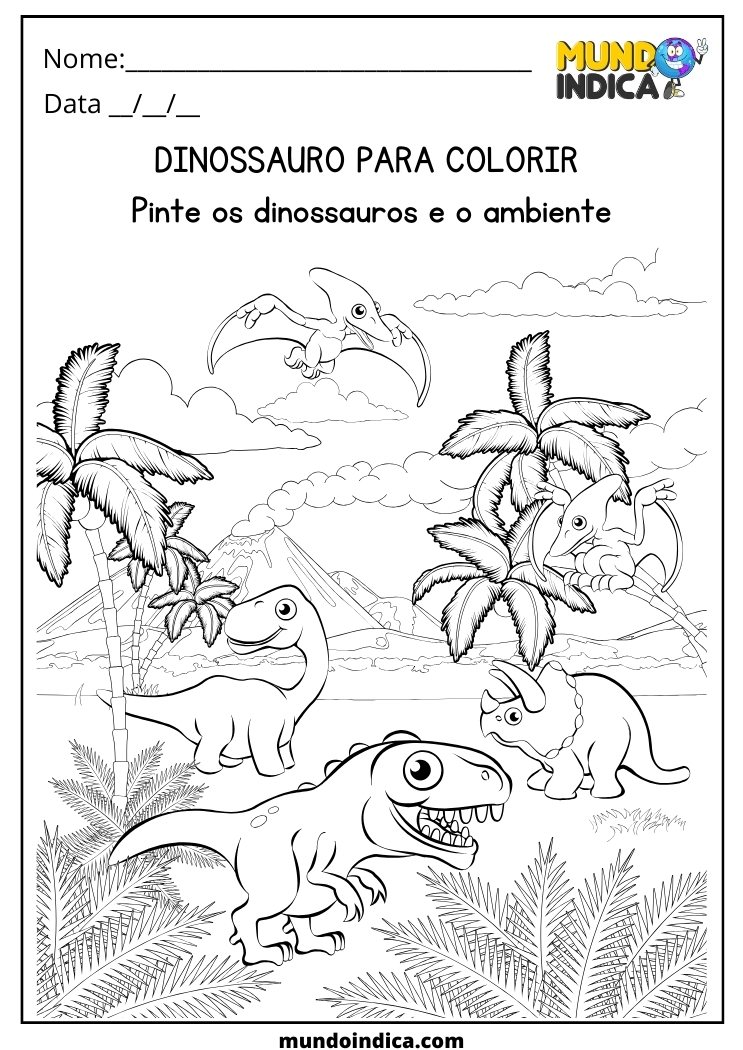 Atividade para pintar o desenho dos dinossauros
