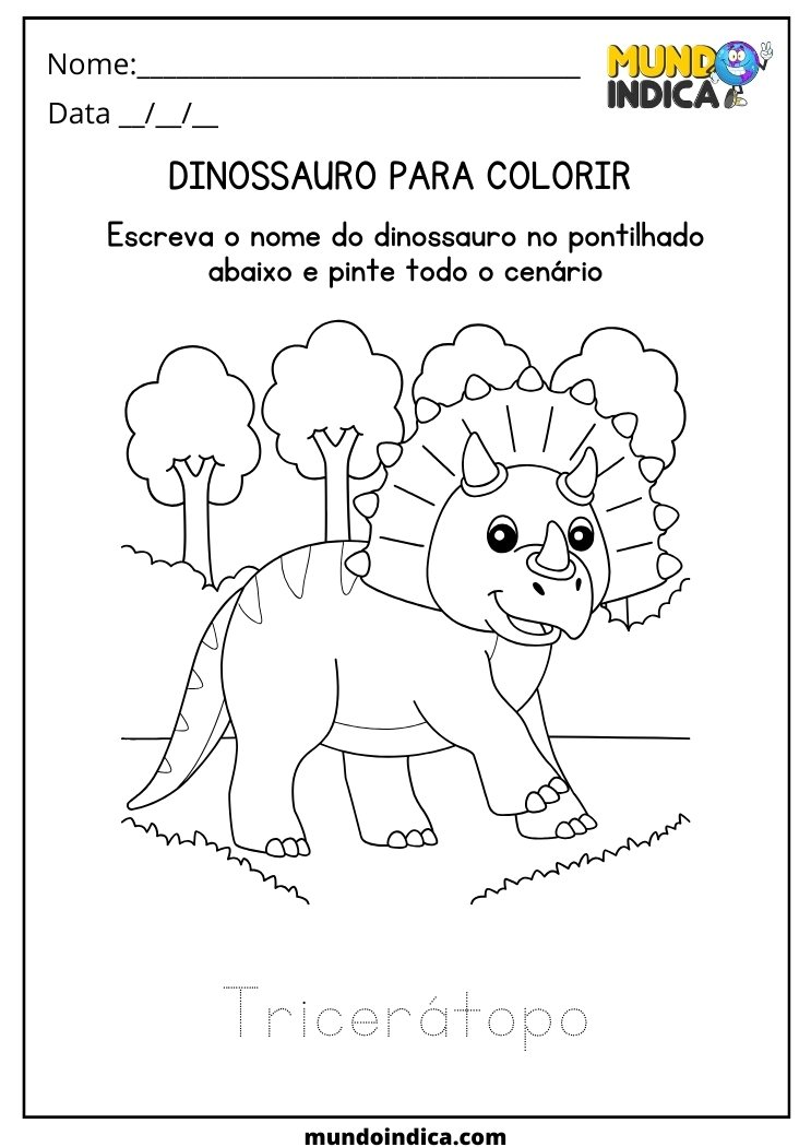 Atividade Pedagógica para Trabalhar com Autismo Escreva o para Colorir o Dinossauro para Imprimir