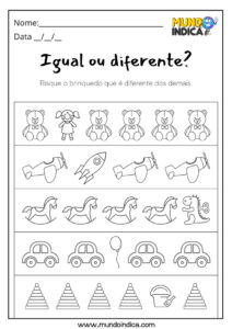 15 Atividades sobre Igual e Diferente para Educação Infantil
