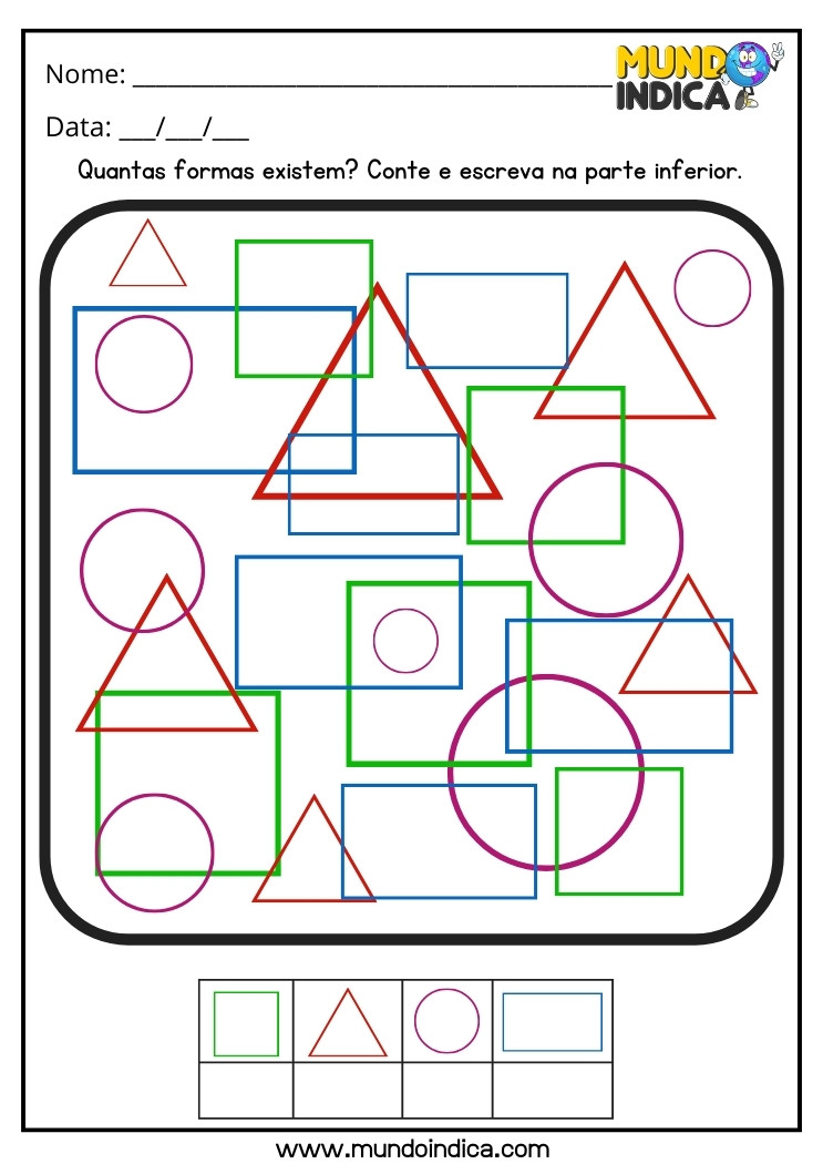 Atividade Conte e Escreva as Quantidades de Formas Geométricas para Imprimir