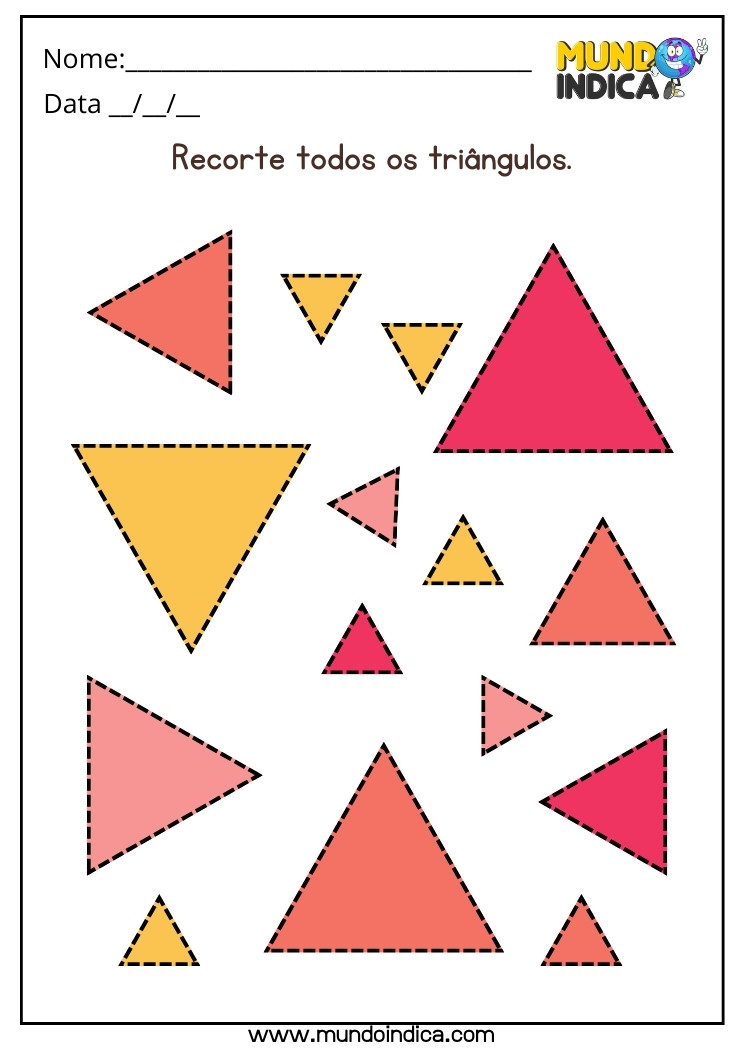 Atividade com Formas Geométricas para Autistas Recorte os Triângulos para Imprimir