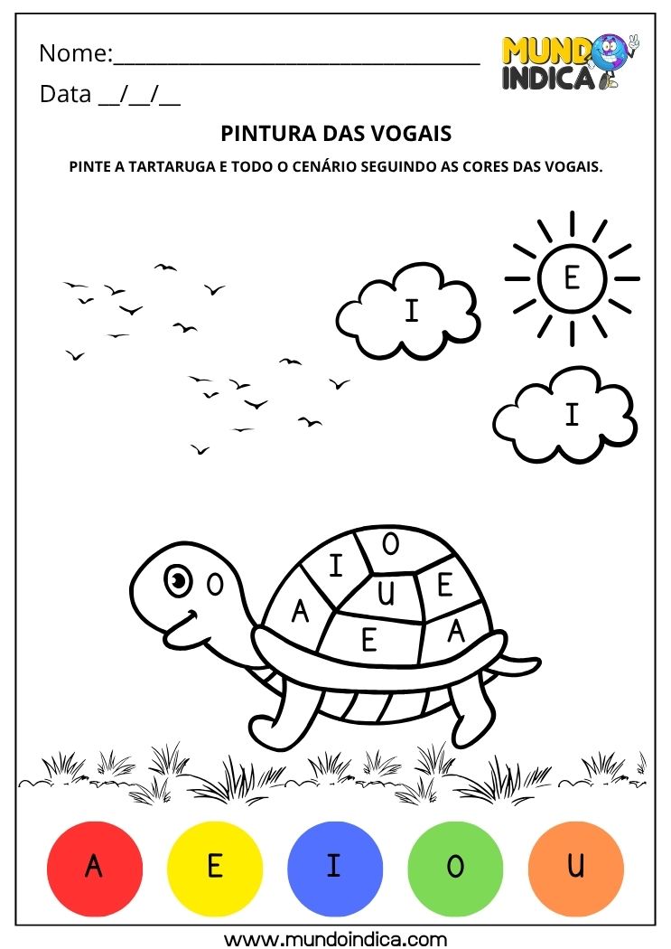 Atividade de Pintura das Vogais para Educação Especial para Imprimir