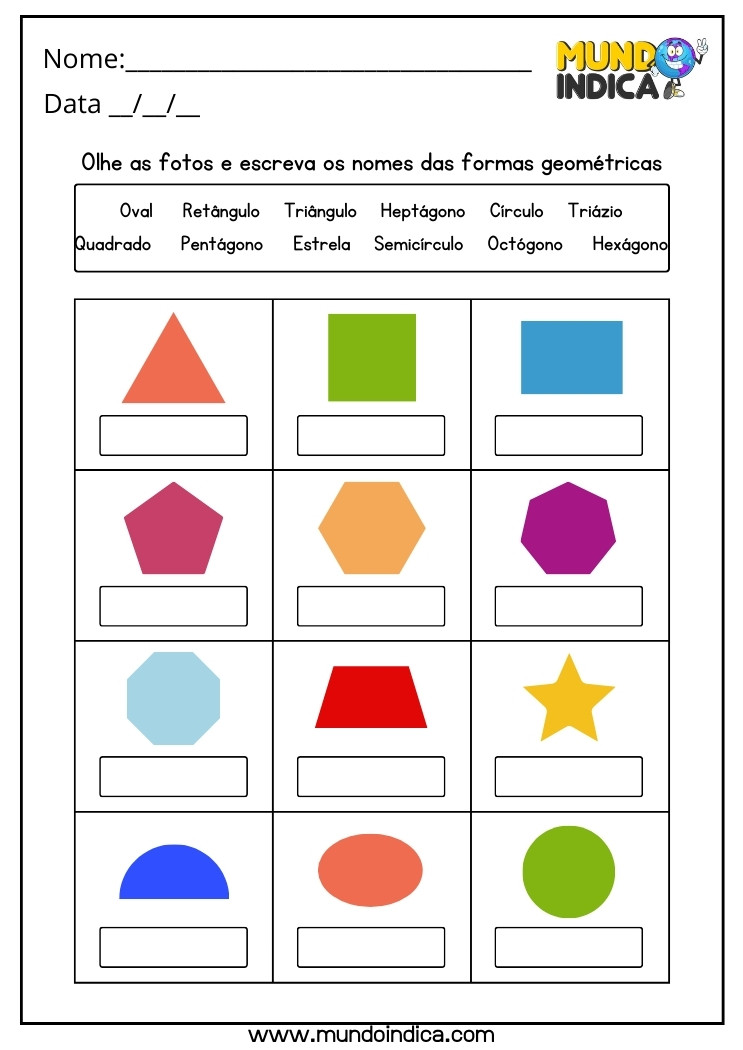 Atividade com formas geométricas para educação infantil 3 ano para imprimir
