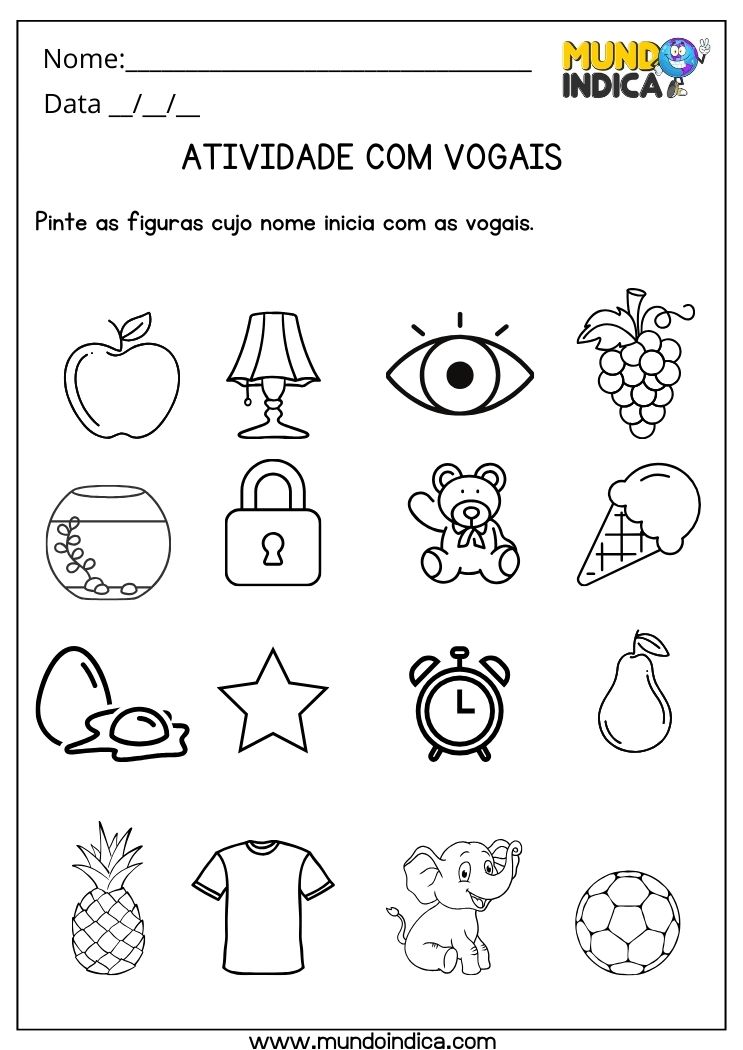 Atividade com vogais para educação infantil 2 anos para imprimir