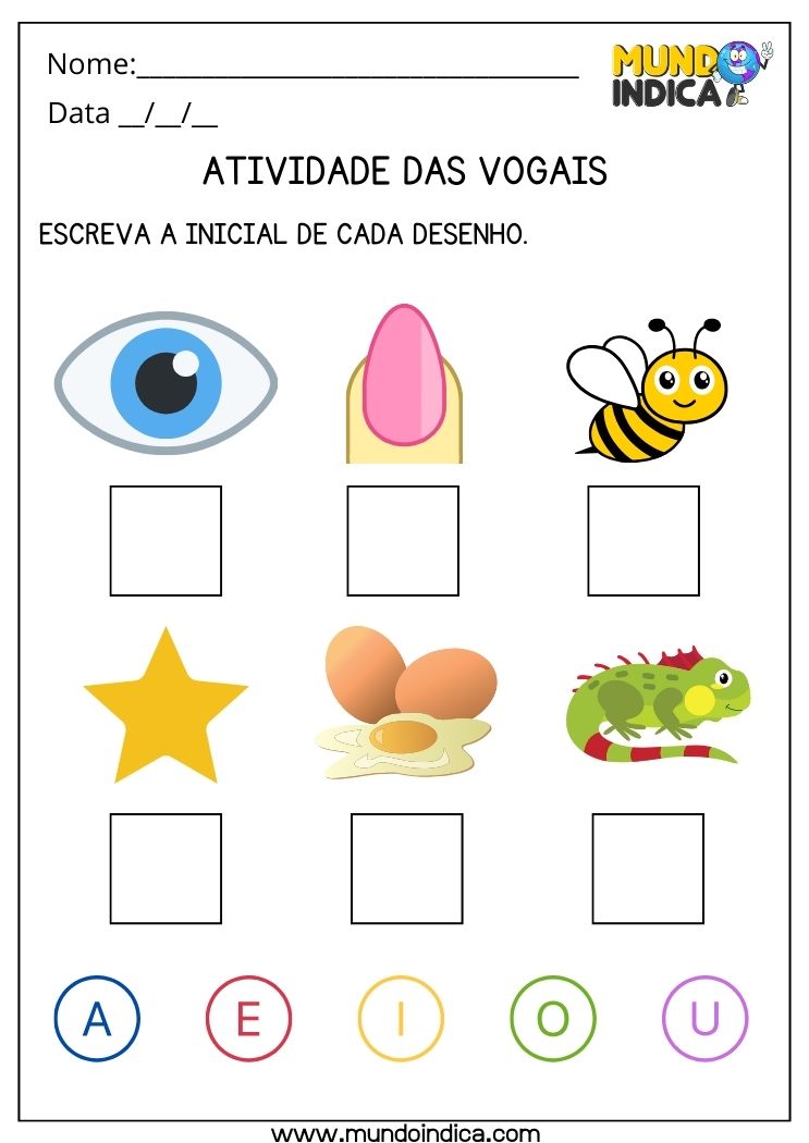 Atividade das vogais para educação infantil 2 anos para imprimir
