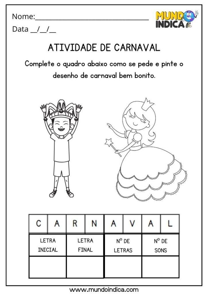 15 Atividades De Carnaval Para Educação Infantil Para Imprimir 7685