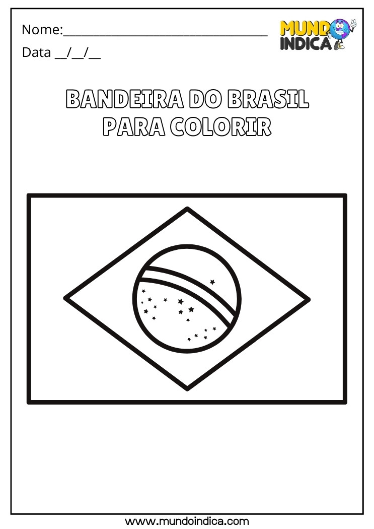Atividade de Desenho da Bandeira do Brasil para Colorir para Educação Infantil para Imprimir