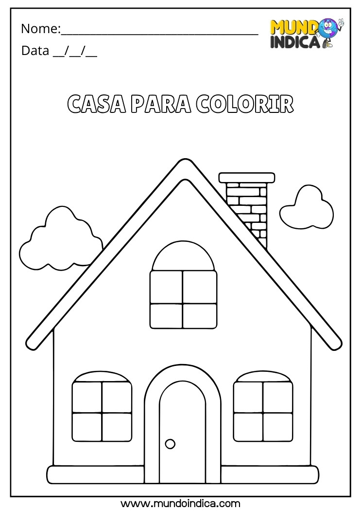 Atividade de Desenho da Casa para Colorir para Educação Infantil para Imprimir