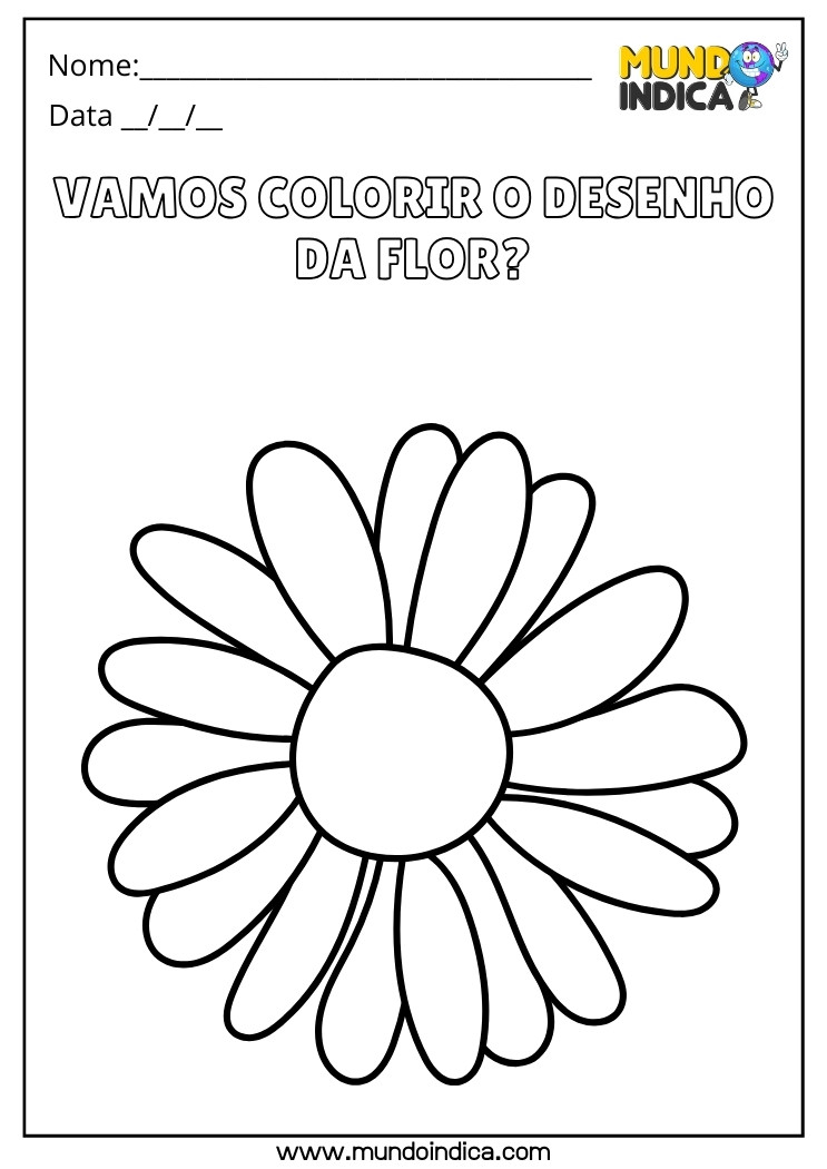 Atividade de Desenho da Flor para Colorir para Educação Infantil para Imprimir