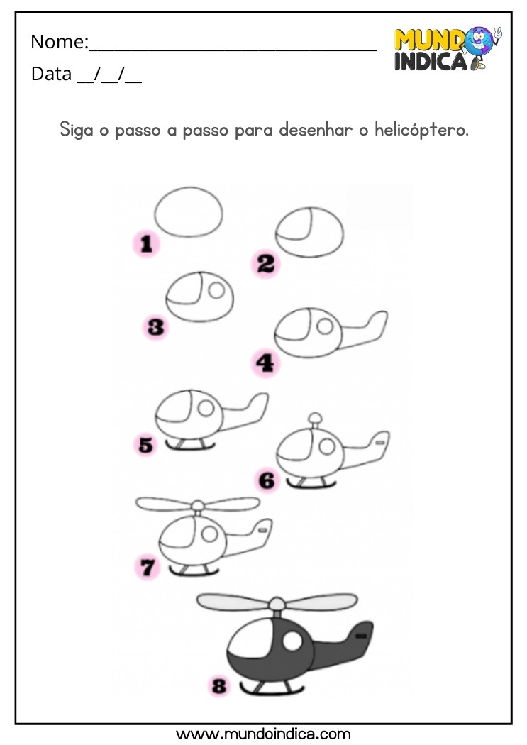 Atividade de Desenho do Helicóptero para Educação Infantil para Imprimir