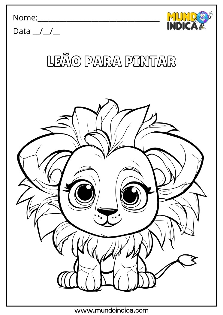 Atividade de Desenho do Leão para Pintar para Educação Infantil para Imprimir
