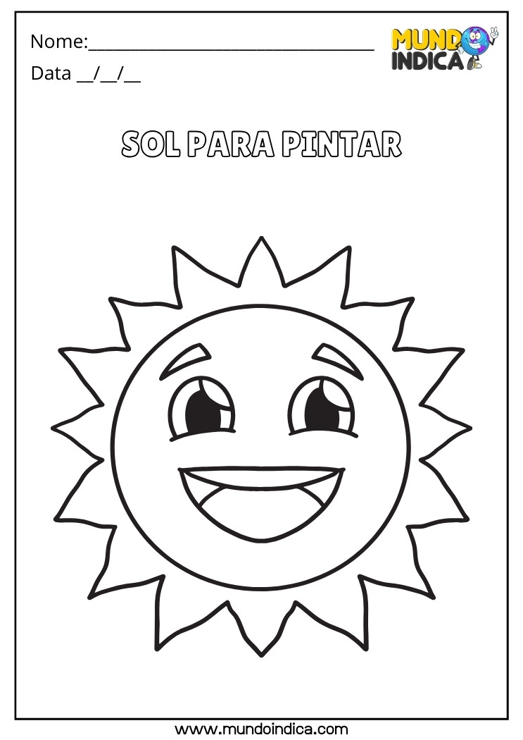 Atividade de Desenho do Sol para Pintar para Educação Infantil para Imprimir