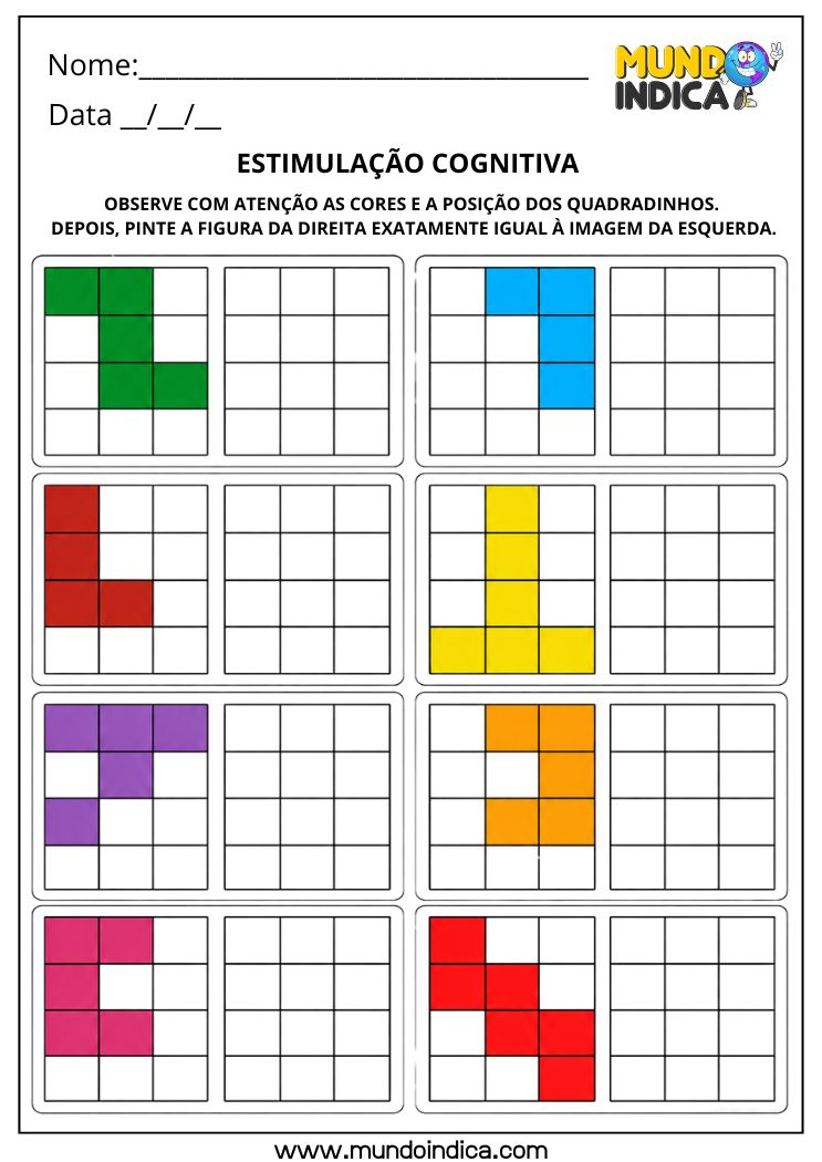 Atividade de Estimulação Cognitiva com Pintura para Educação Especial para Imprimir