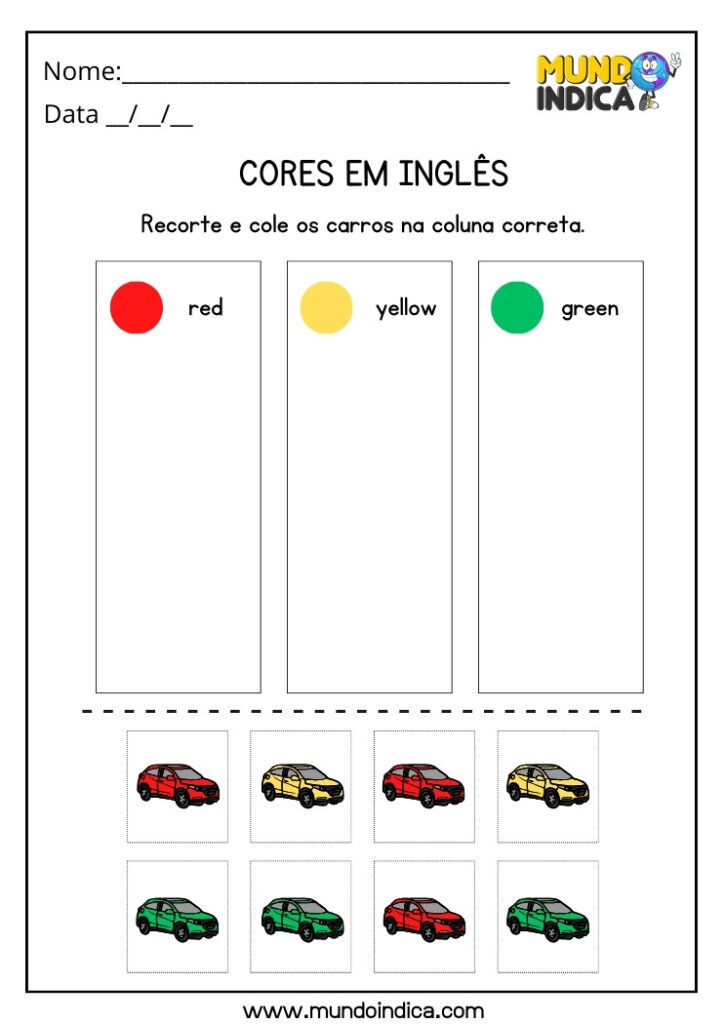 15 Atividades de Inglês para Autistas para Imprimir