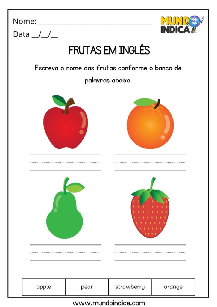 15 Atividades de Inglês para Autistas para Imprimir