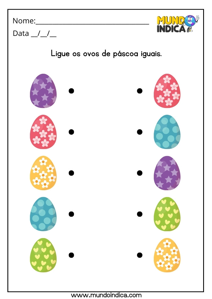 Atividade de Páscoa para Autismo Ligue os Ovos de Páscoa Iguais para Imprimir