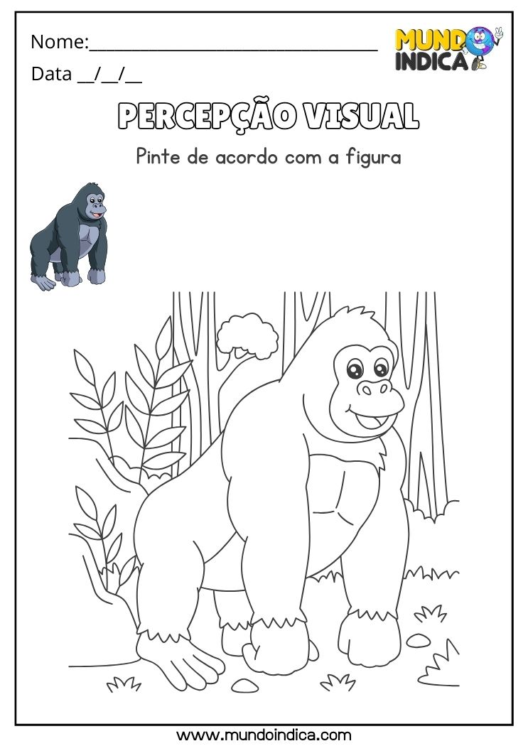 Atividade de Pintura do Gorila para Educação Especial para Imprimir