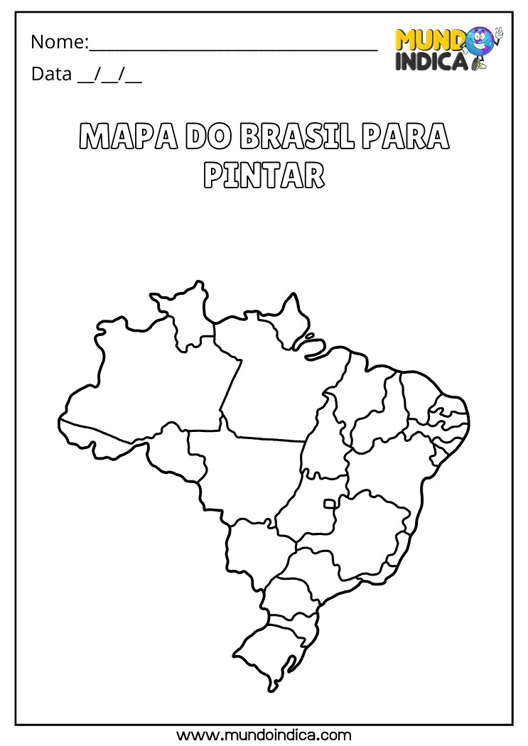 Atividade de Pintura do Mapa do Brasil para Educação Especial para Imprimir
